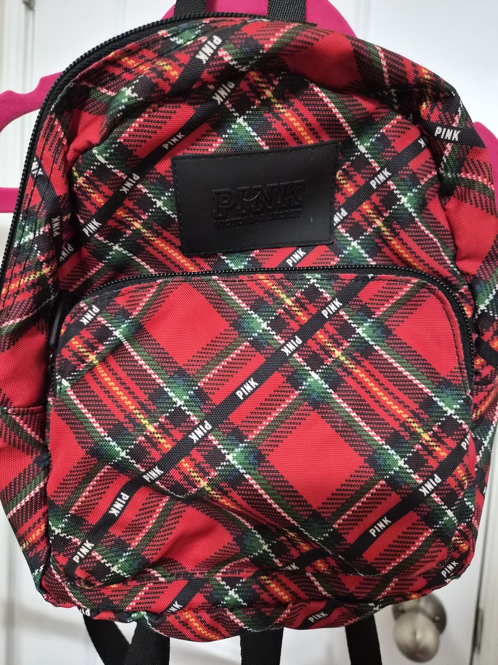 PINK Victoria's Secret Red and Green Plaid Mini Backpack